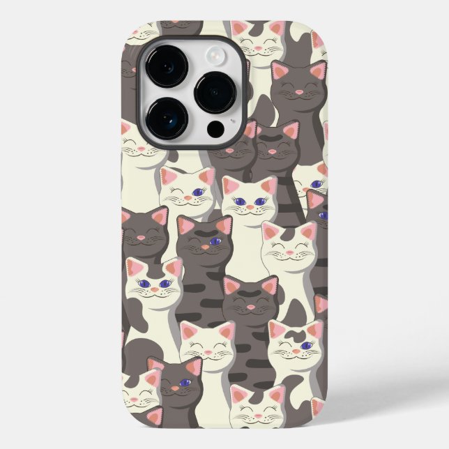 White and grey cats pattern Case-Mate iPhone case (Back)