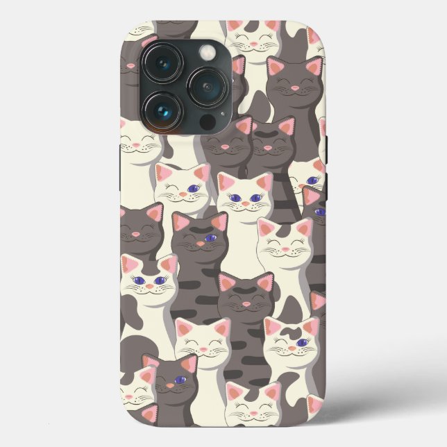 White and grey cats pattern Case-Mate iPhone case (Back)