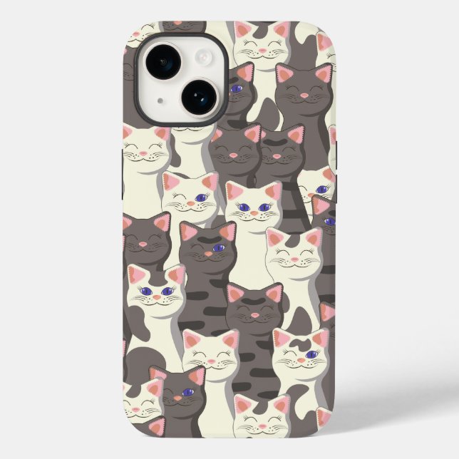 White and grey cats pattern Case-Mate iPhone case (Back)