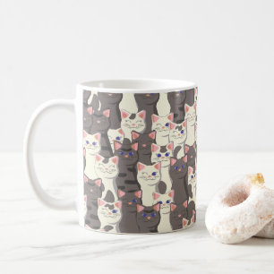 White and grey cats pattern coffee mug