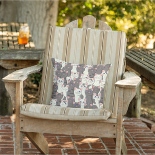 White and grey cats pattern cushion