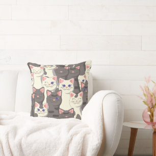 White and grey cats pattern cushion