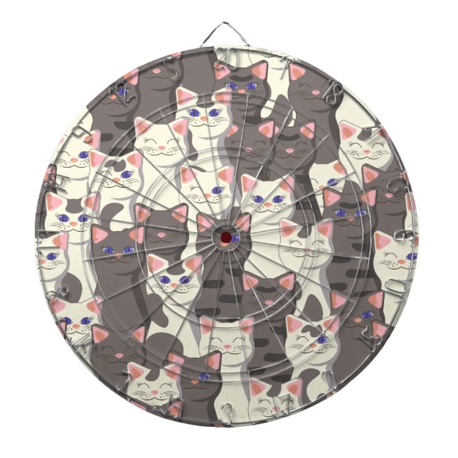 White and grey cats pattern dartboard (Front)