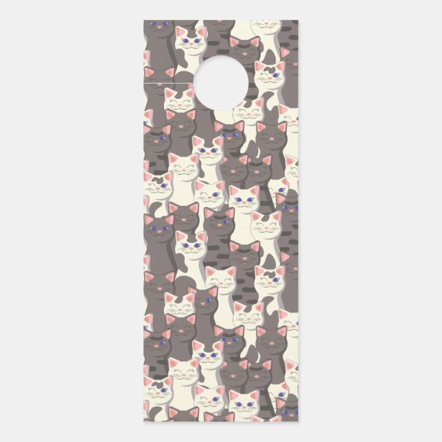 White and grey cats pattern door hanger (Front)