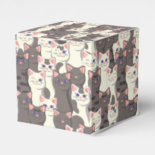 White and grey cats pattern favour box