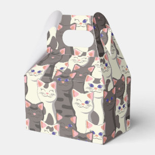 White and grey cats pattern favour box