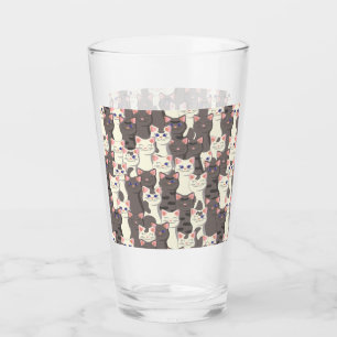 White and grey cats pattern glass