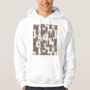 White and grey cats pattern hoodie