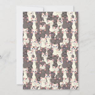 White and grey cats pattern invitation