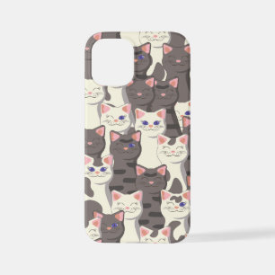 White and grey cats pattern iPhone 12 mini case
