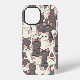 White and grey cats pattern iPhone 12 case