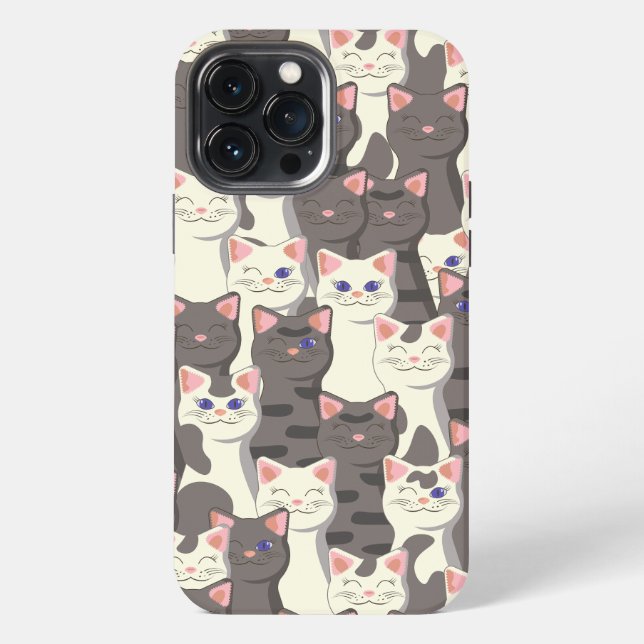 White and grey cats pattern iPhone case (Back)