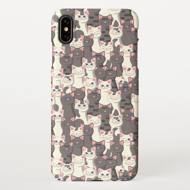 White and grey cats pattern iPhone case (Back)