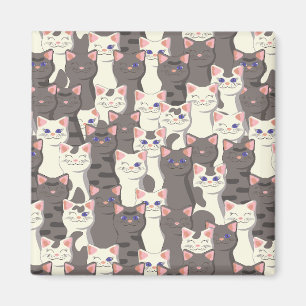 White and grey cats pattern magnet