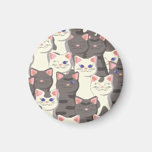 White and grey cats pattern magnet