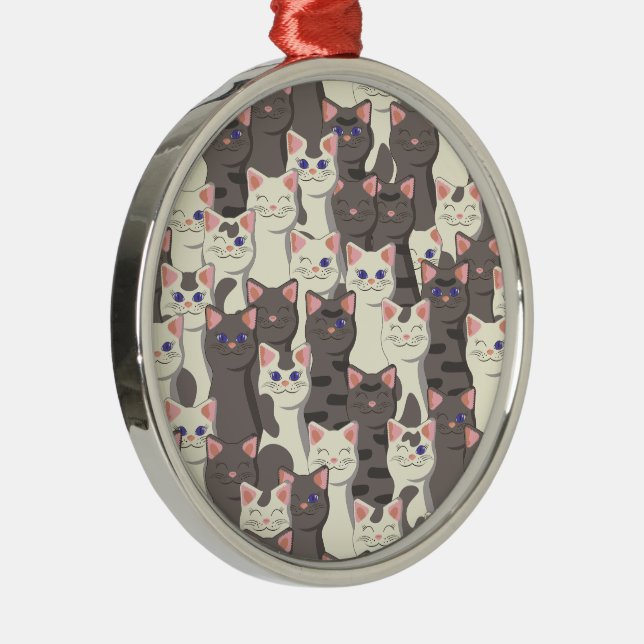 White and grey cats pattern metal tree decoration (Right)