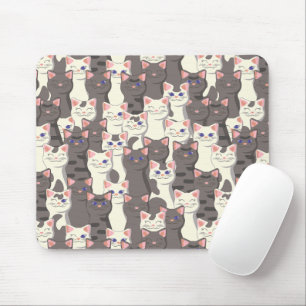 White and grey cats pattern mouse mat