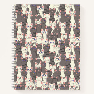 White and grey cats pattern notebook