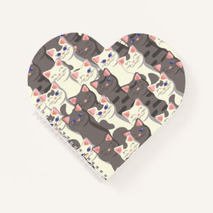 White and grey cats pattern notebook