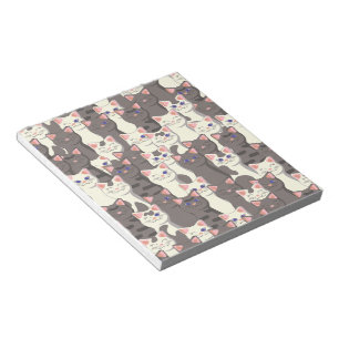 White and grey cats pattern notepad