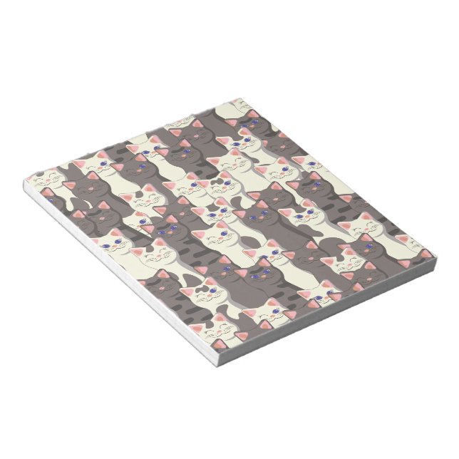 White and grey cats pattern notepad (Angled)