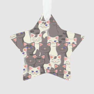 White and grey cats pattern ornament