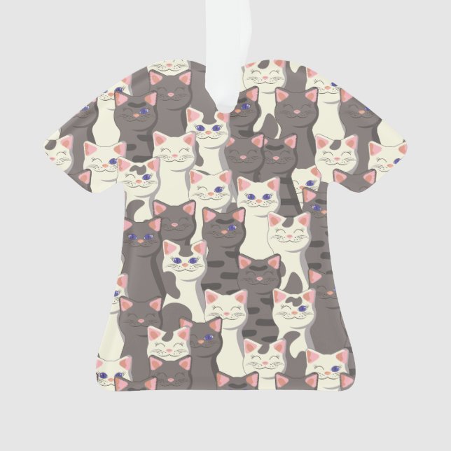 White and grey cats pattern ornament (Front)