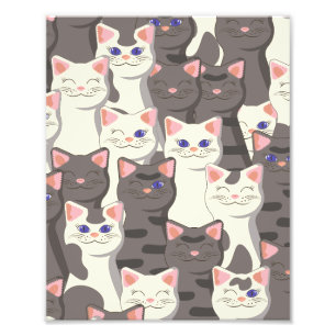 White and grey cats pattern photo print