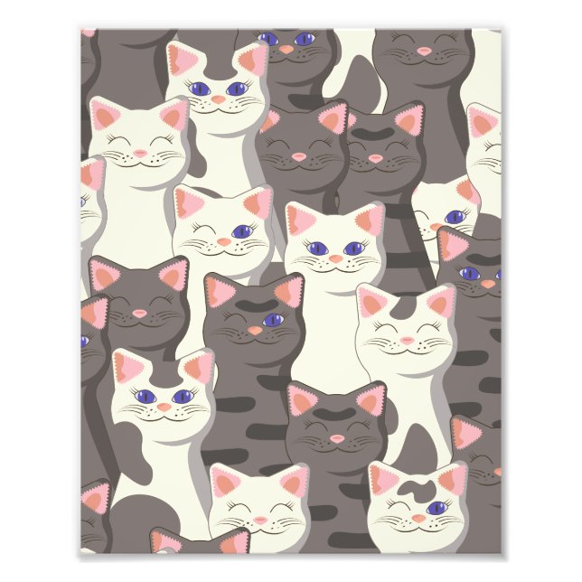 White and grey cats pattern photo print (Front)