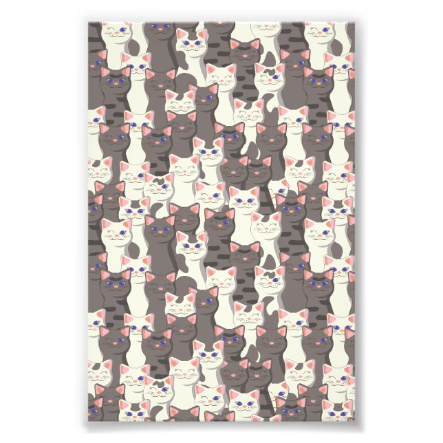 White and grey cats pattern photo print (Front)