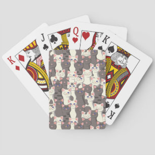 White and grey cats pattern playing cards