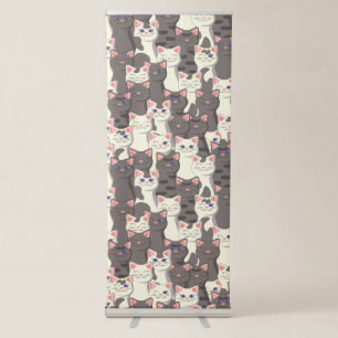 White and grey cats pattern retractable banner