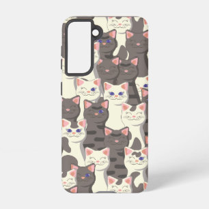 White and grey cats pattern samsung galaxy case