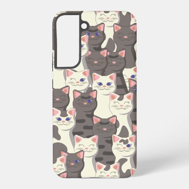 White and grey cats pattern samsung galaxy s22+ case (Back)