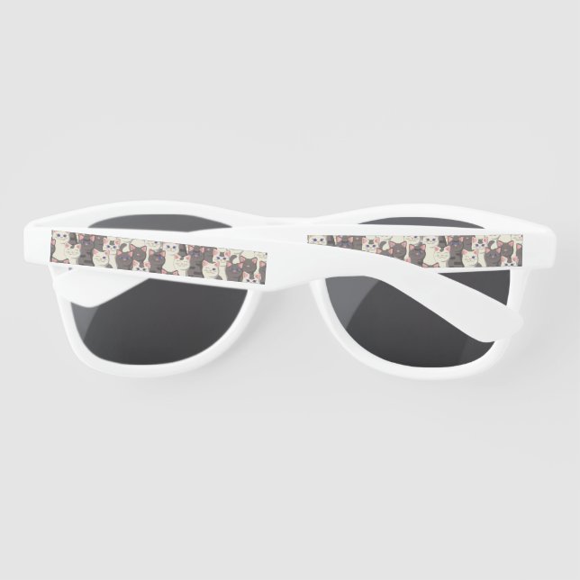 White and grey cats pattern sunglasses (Back)