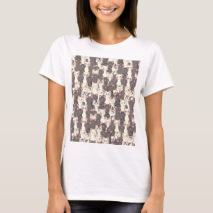 White and grey cats pattern T-Shirt