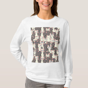 White and grey cats pattern T-Shirt