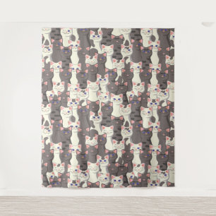 White and grey cats pattern tapestry
