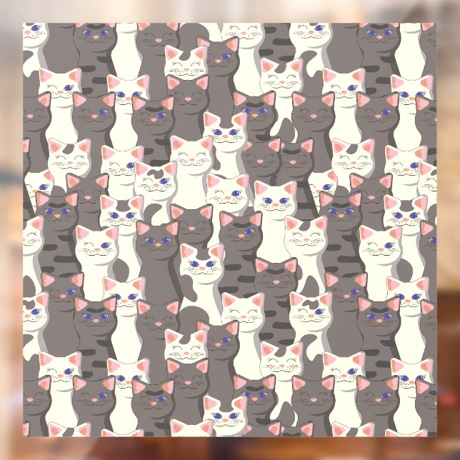 White and grey cats pattern window cling (Sheet 2)