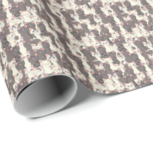White and grey cats pattern wrapping paper