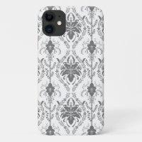 White and grey Damask openwork pattern