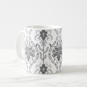 White and grey Damask openwork pattern Coffee Mug