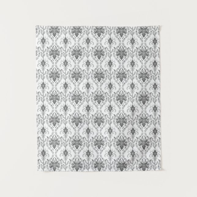 White and grey Damask openwork pattern Tapestry (Front)