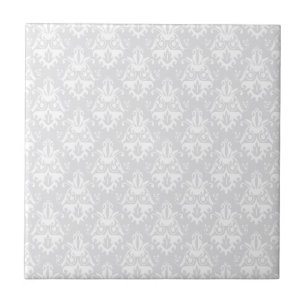 White and Grey Damask Pattern Tile
