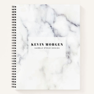 White and grey faux marble notebook