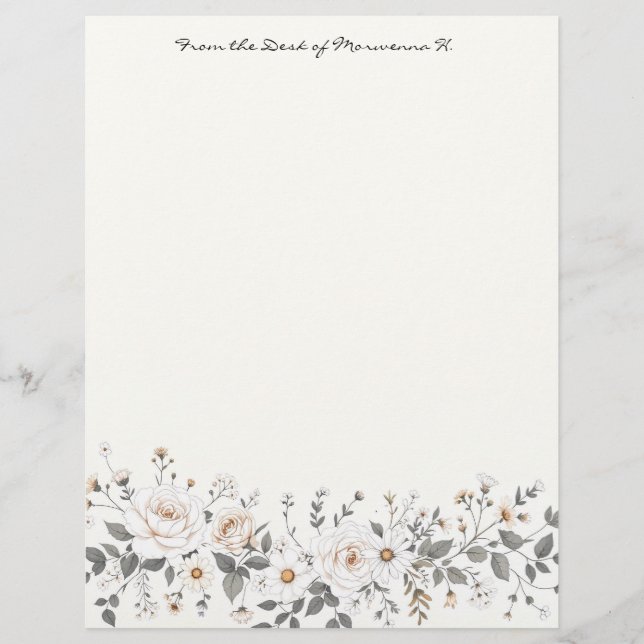 White and Grey Floral border Custom Letterhead (Front)