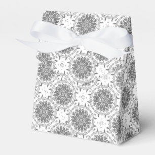 White and grey folklore ornament damask favour box