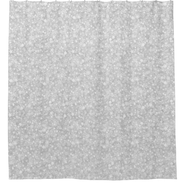 White And grey Glitter & Sparkles Shower Curtain (Front)