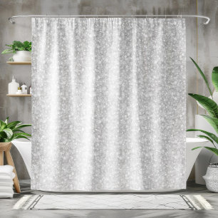 White And grey Glitter & Sparkles Shower Curtain