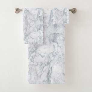 White and Grey Marble Bath Towel Set